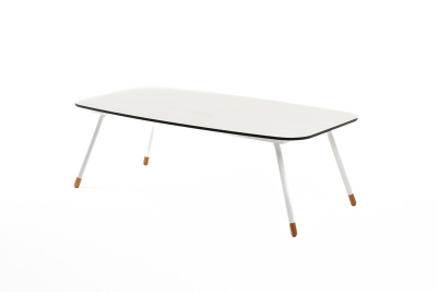 "Верона" журнальный стол из HPL 120х65, H40, каркас белый муар, цвет столешницы "молочный"