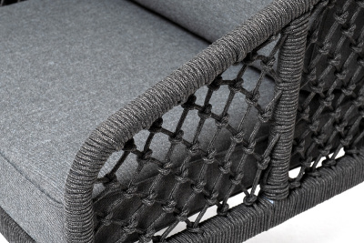 "Канны" лаунж-зона 4-местная из роупа узелкового плетения, каркас алюминий, роуп темно-серый
