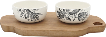 Сервировочный набор 2 чаши с деревянной доской